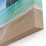 Tropical Beach Paradise Wall Art - Green Cliffs and Crystal Waters Canvas