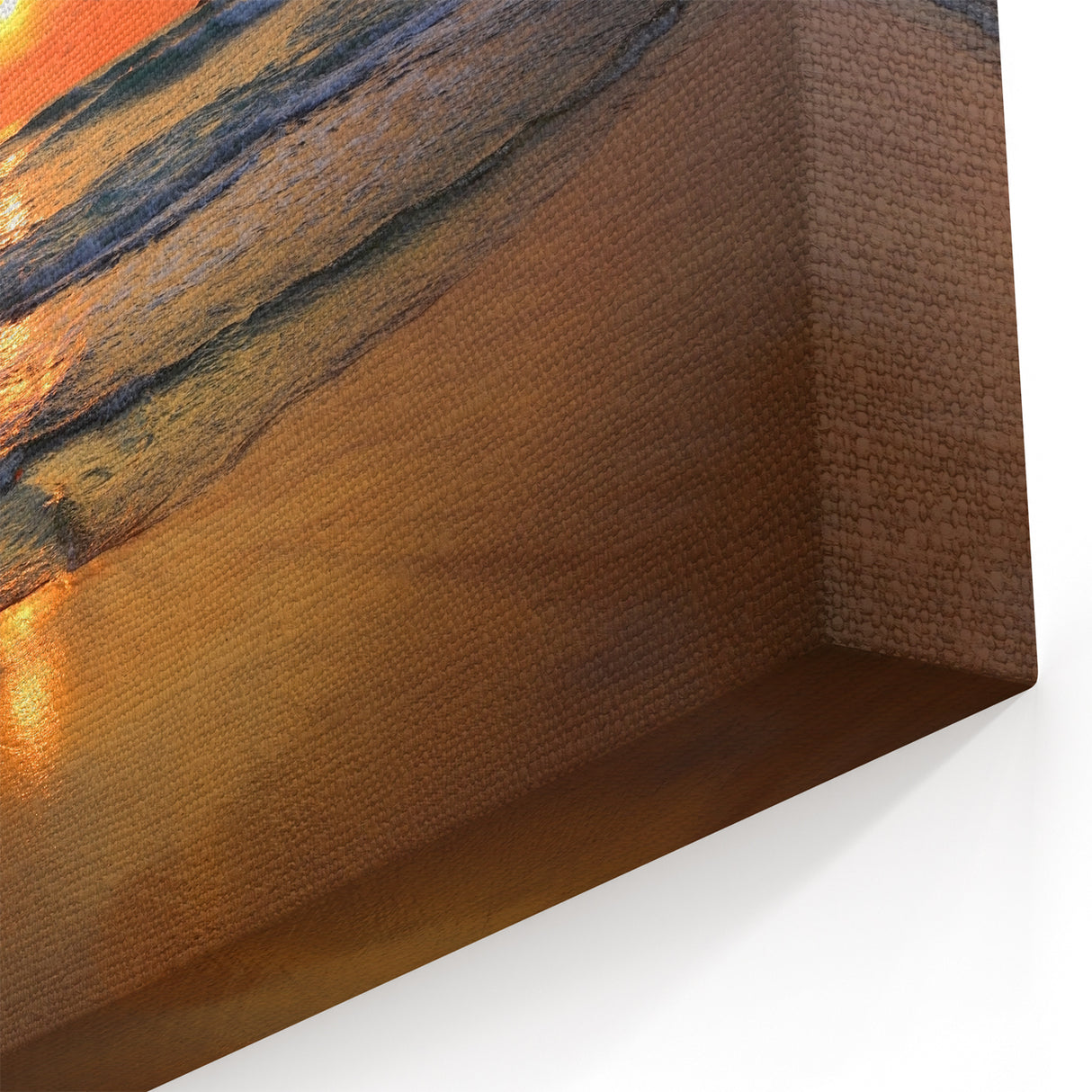 Golden Sunset Beach Landscape Wall Art - Ocean Waves and Warm Horizons