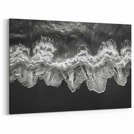 Black and White Ocean Waves Wall Art – Coastal Canvas Print