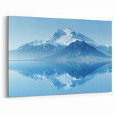 Blue Mountain Reflection Canvas Art - Serene Winter Landscape Decor