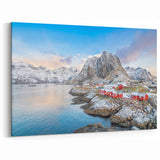 Charming Nordic Village in Winter - Rustic Countryside Wall Art