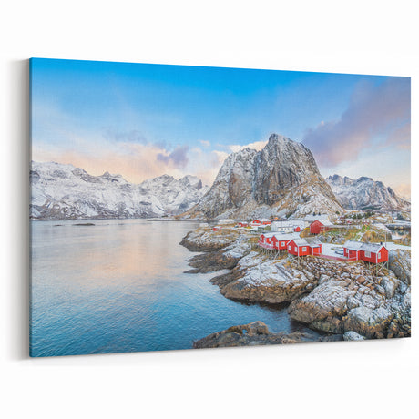 Charming Nordic Village in Winter - Rustic Countryside Wall Art