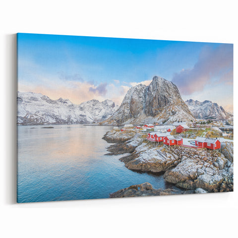 Charming Nordic Village in Winter - Rustic Countryside Wall Art