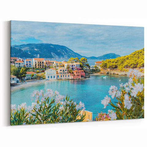 Idyllic Seaside Village - Vibrant Coastal Landscape Wall Art