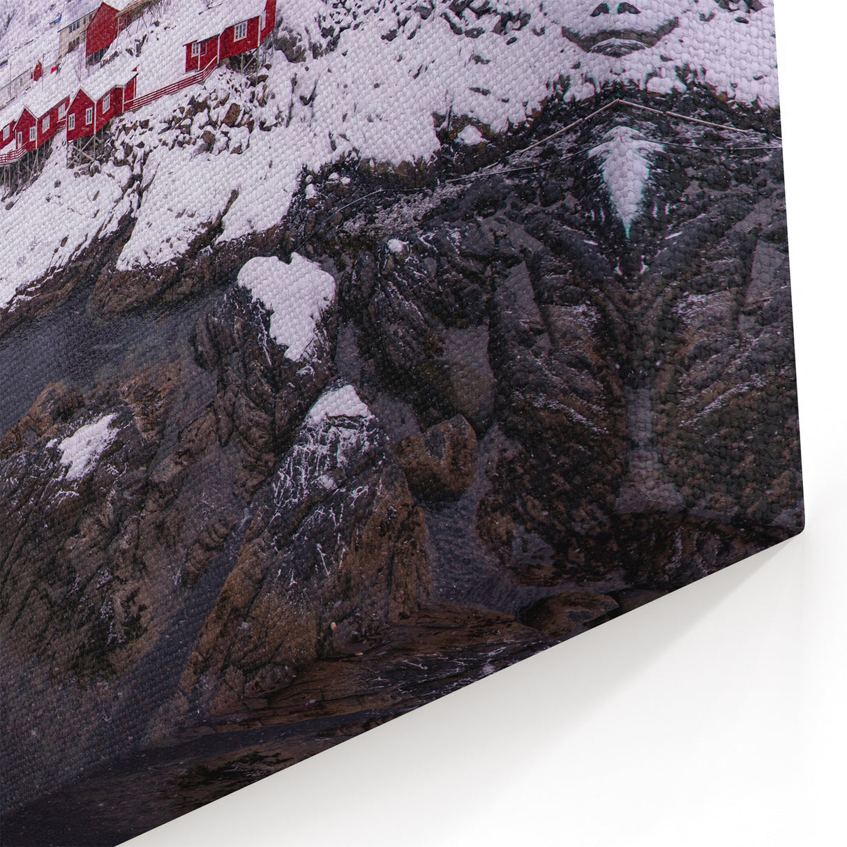 Snowy Nordic Village - Majestic Winter Mountain Landscape Wall Art