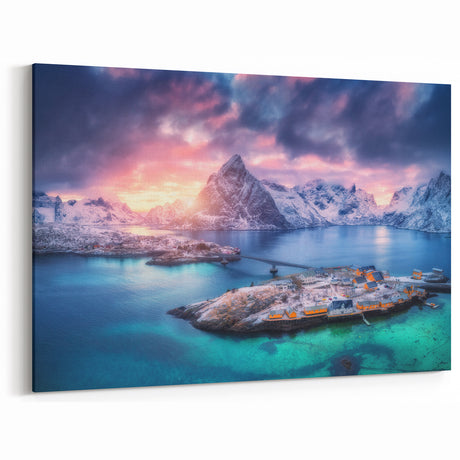 Arctic Village at Dawn - Stunning Winter Mountain Landscape Art