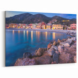 Evening Coastal Village - Tranquil Seaside Landscape Wall Art