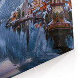 Winter Village by the Lake - Tranquil Mountain Landscape Wall Art