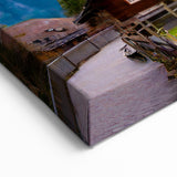 Swiss Mountain Village - Majestic Waterfall & Alpine Landscape Art