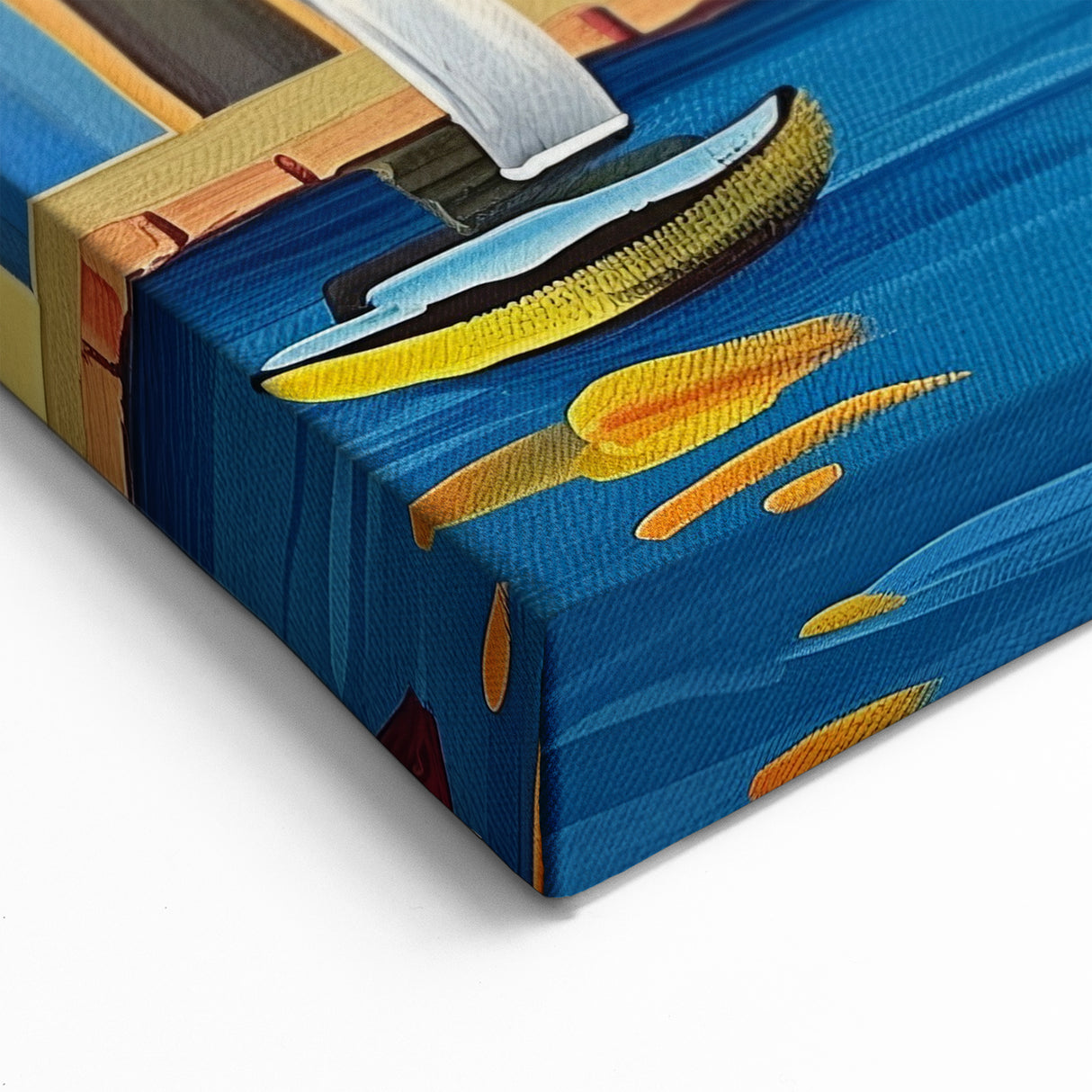 Quaint Village Scenes - Colorful Seaside Village with Sailboats