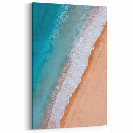 Aerial Beach Waves Wall Art - Serene Coastal Sand Canvas Print