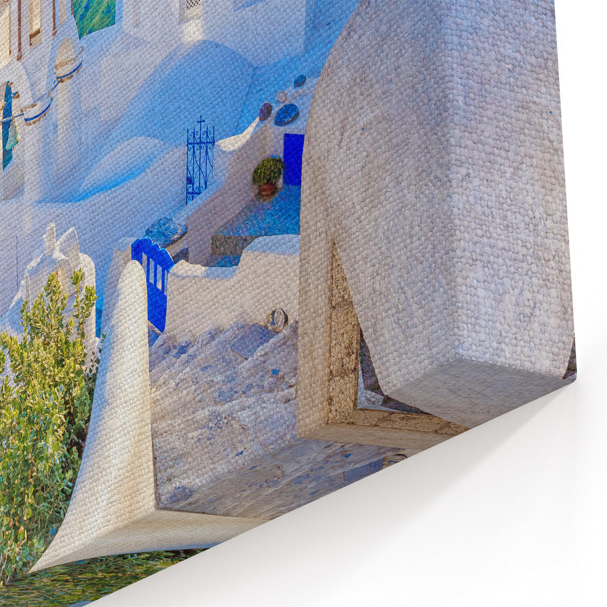 Scenic Village Prints - Iconic White and Blue Greek Village by the Sea
