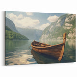 Serene Rowboat on Mountain Lake - Scenic Coastal Wall Art Print