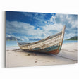 Weathered Rowboat on Sandy Shore - Coastal Nautical Wall Art Print