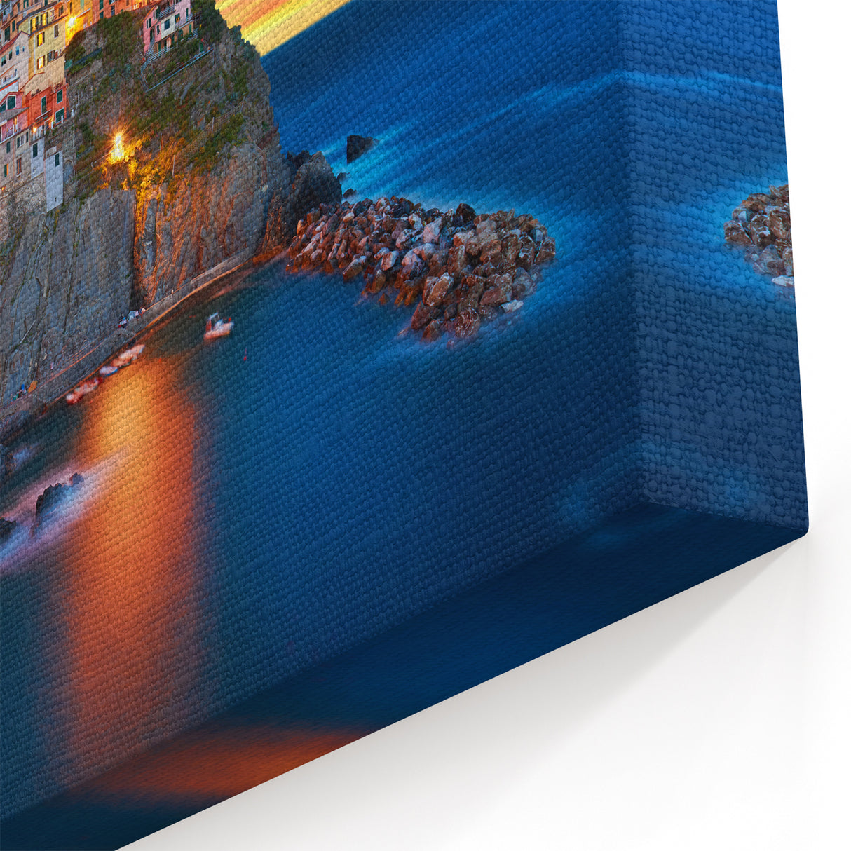 Charming Village Scenery - Mediterranean Coastal Village at Sunset
