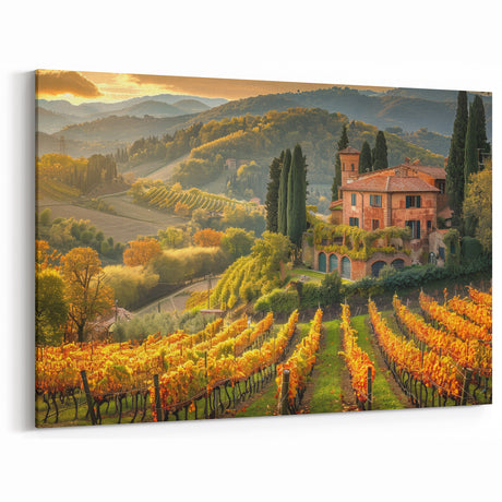 Framed Vineyard Art - Tuscany Vineyard Wall Art for Scenic Home Decor
