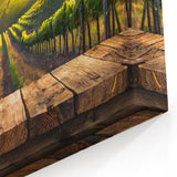 Vineyard Art with Wine - Rustic Vineyard Canvas Print for Kitchen Decor