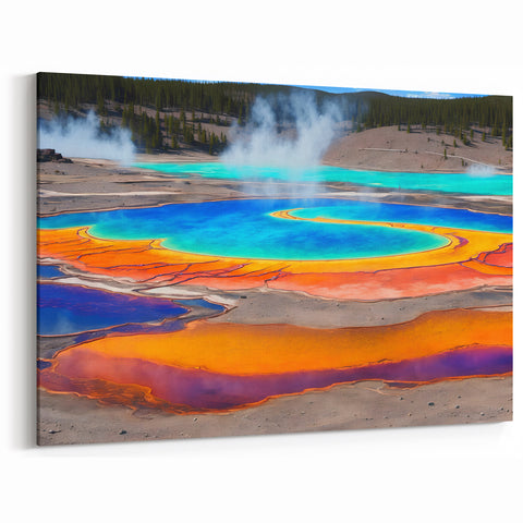 Vibrant Hot Spring Canvas Print - Stunning Colorful Nature Wall Art