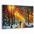 Romantic Walkway Art - Vibrant Evening Stroll Canvas - Scenic Night Decor