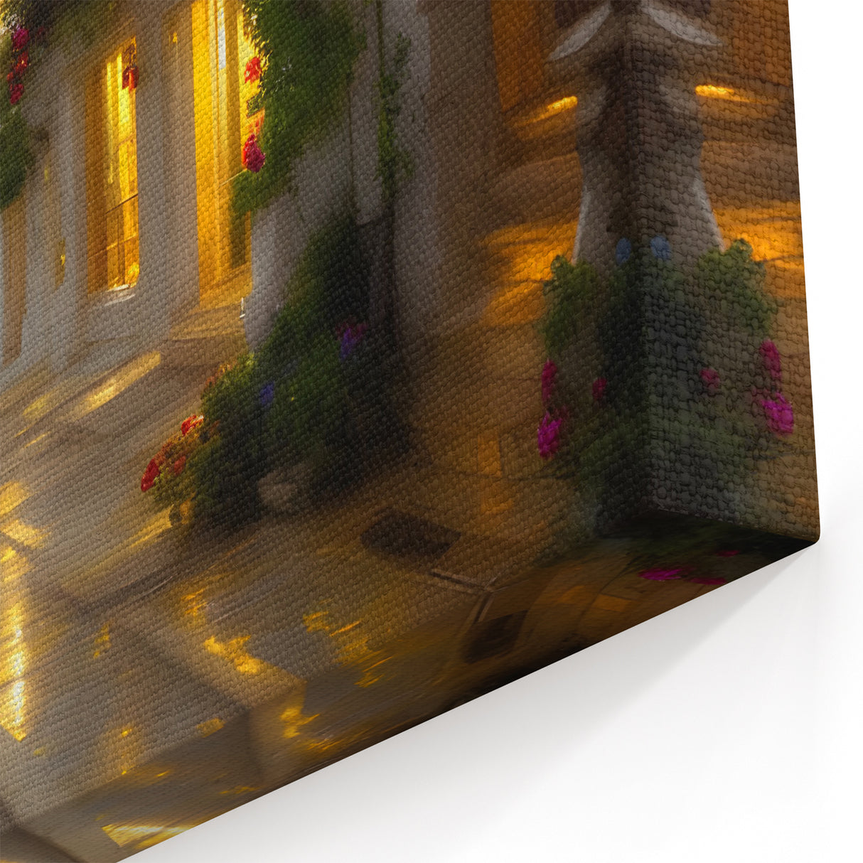 Charming Evening Alley Art - Cozy Street Scene Canvas - Romantic Decor