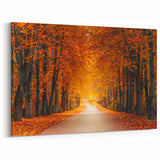 Autumn Forest Road Art - Scenic Fall Pathway Canvas - Nature Wall Decor