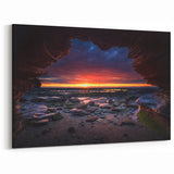 Sunset Cave View - Stunning Coastal Rock Photography, Scenic Wall Art