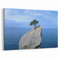 Lone Tree on Cliff - Scenic Coastal Rock Art, Nature-Inspired Decor