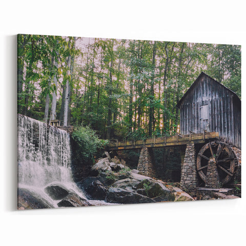 Rustic Watermill Canvas Print - Serene Watermill Wall Art Decor