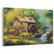 Charming Watermill Canvas Print - Lush Watermill Scenic Wall Art