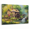 Charming Watermill Canvas Print - Lush Watermill Scenic Wall Art