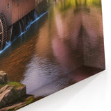 Spring Watermill Canvas Print - Blossoming Watermill Landscape Art