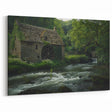 Historic Watermill Canvas Print - Tranquil Green Landscape Wall Art