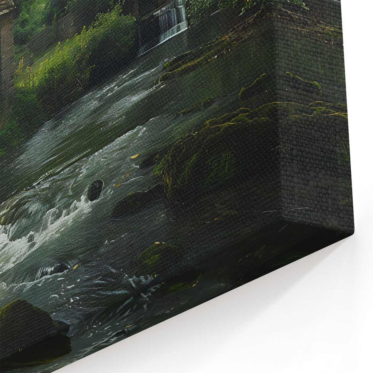Historic Watermill Canvas Print - Tranquil Green Landscape Wall Art