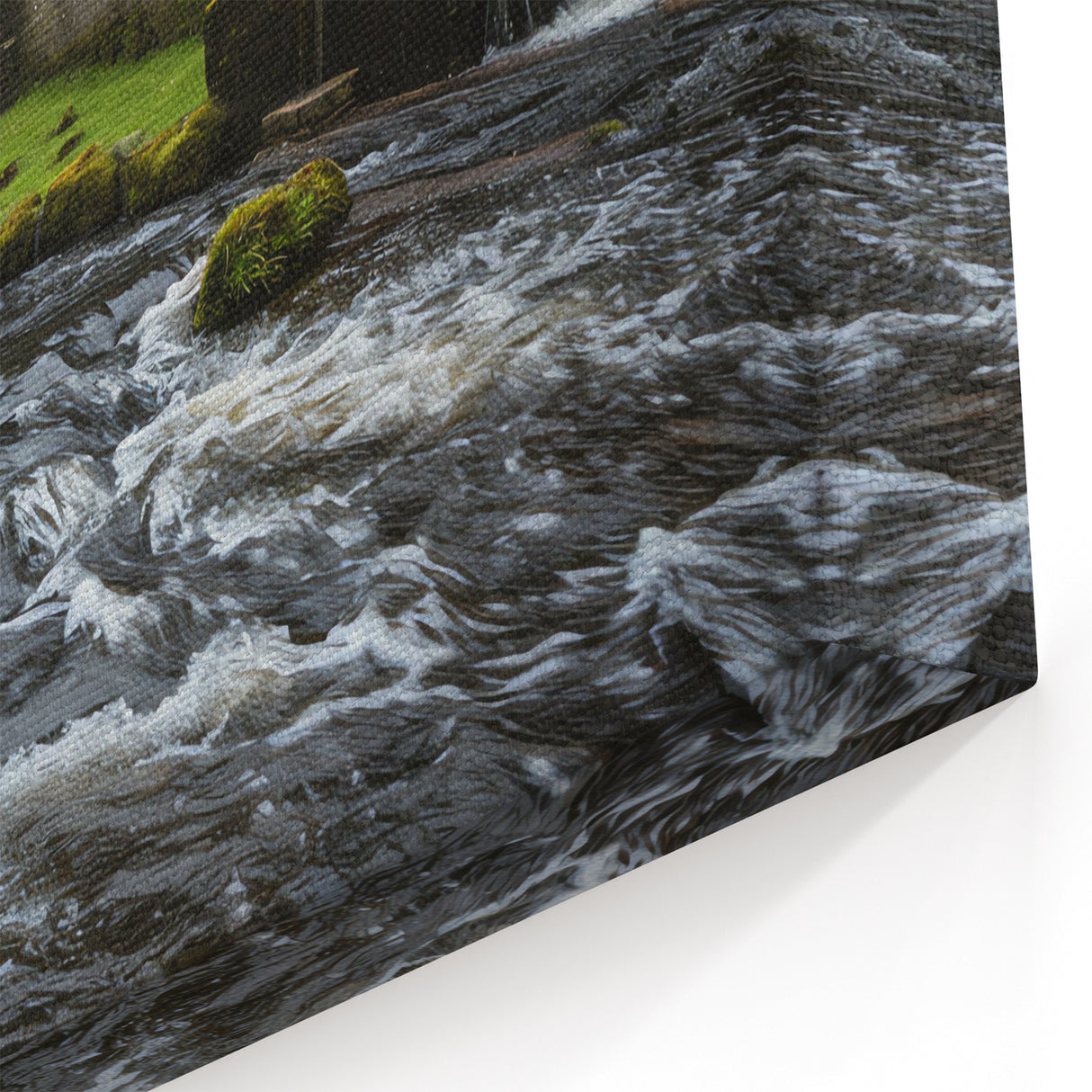 Charming Watermill Canvas Print - Lush Green Landscape Wall Art