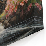 Charming Watermill Canvas Print - Floral Spring Landscape Wall Art