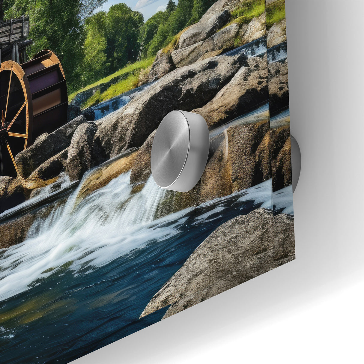 Rustic Watermill Canvas Print - Majestic River Landscape Wall Art