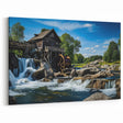 Rustic Watermill Canvas Print - Majestic River Landscape Wall Art