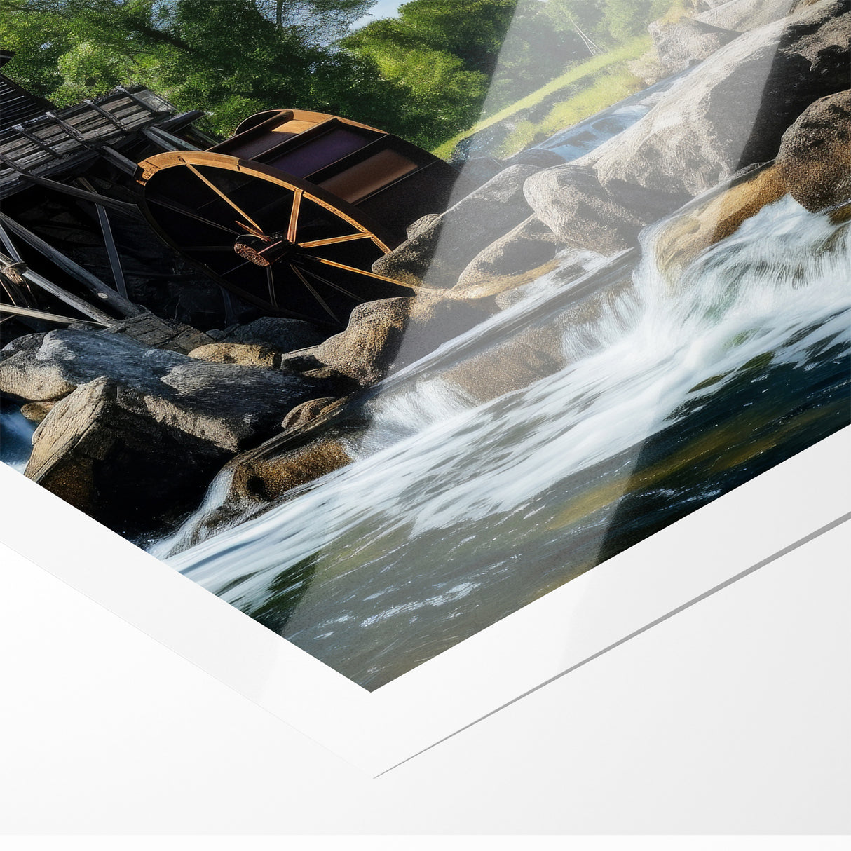 Rustic Watermill Canvas Print - Majestic River Landscape Wall Art