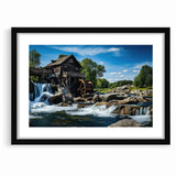 Rustic Watermill Canvas Print - Majestic River Landscape Wall Art