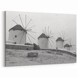 Black and White Windmill Art - Elegant Windmill Canvas Print Decor