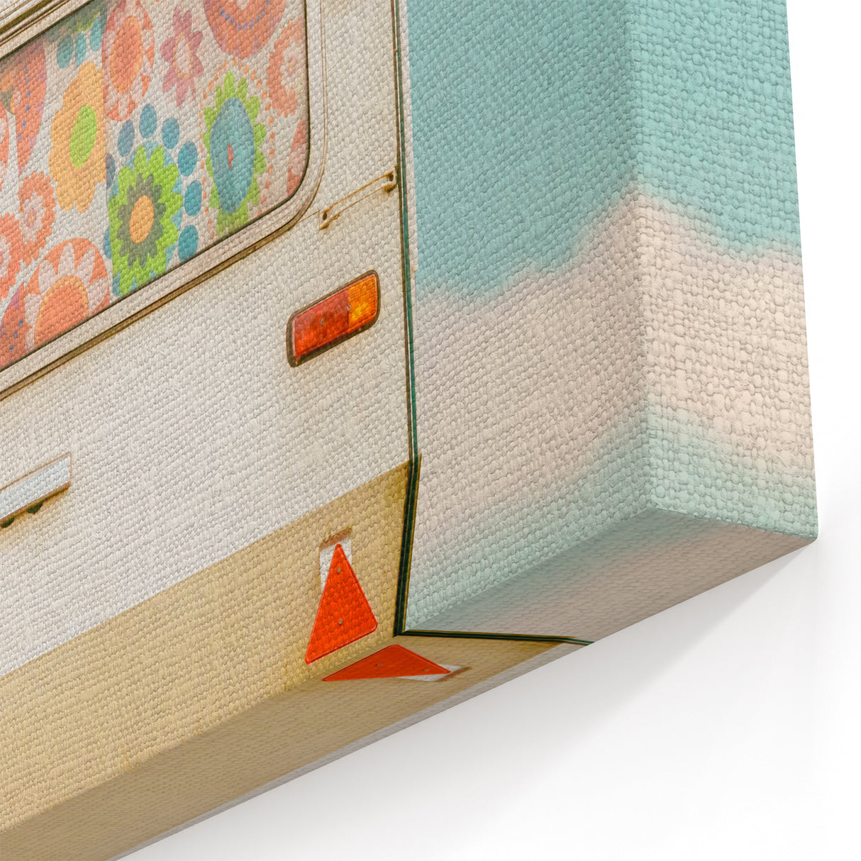 Colorful Retro Camper Curtain - Vibrant Floral Caravan Wall Art Print