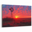 Fiery Sunset Windmill Art - Vibrant Windmill Canvas Print Decor