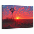 Fiery Sunset Windmill Art - Vibrant Windmill Canvas Print Decor