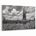 Classic Windmill Black and White Art - Monochrome Windmill Canvas Print