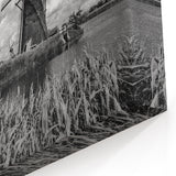 Classic Windmill Black and White Art - Monochrome Windmill Canvas Print