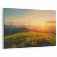 Sunset Windmill Wall Art - Golden Landscape Canvas Print Decor