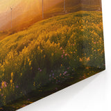 Sunset Windmill Wall Art - Golden Landscape Canvas Print Decor