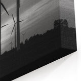Monochrome Windmill Silhouette Art - Black and White Windmill Canvas
