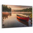 Sunset Rowboat on Misty Lake - Warm Coastal Wall Art Print