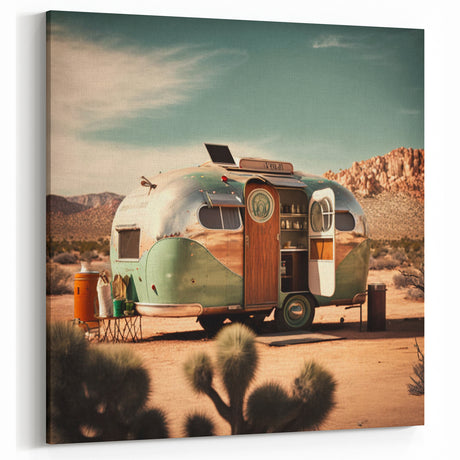 Retro Desert Camper Trailer - Vintage Adventure Wall Art Print